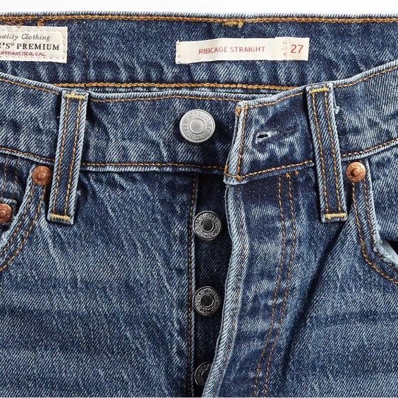 Levi's Ribcage Straight Blue Jeans - Picture 8 of 12
